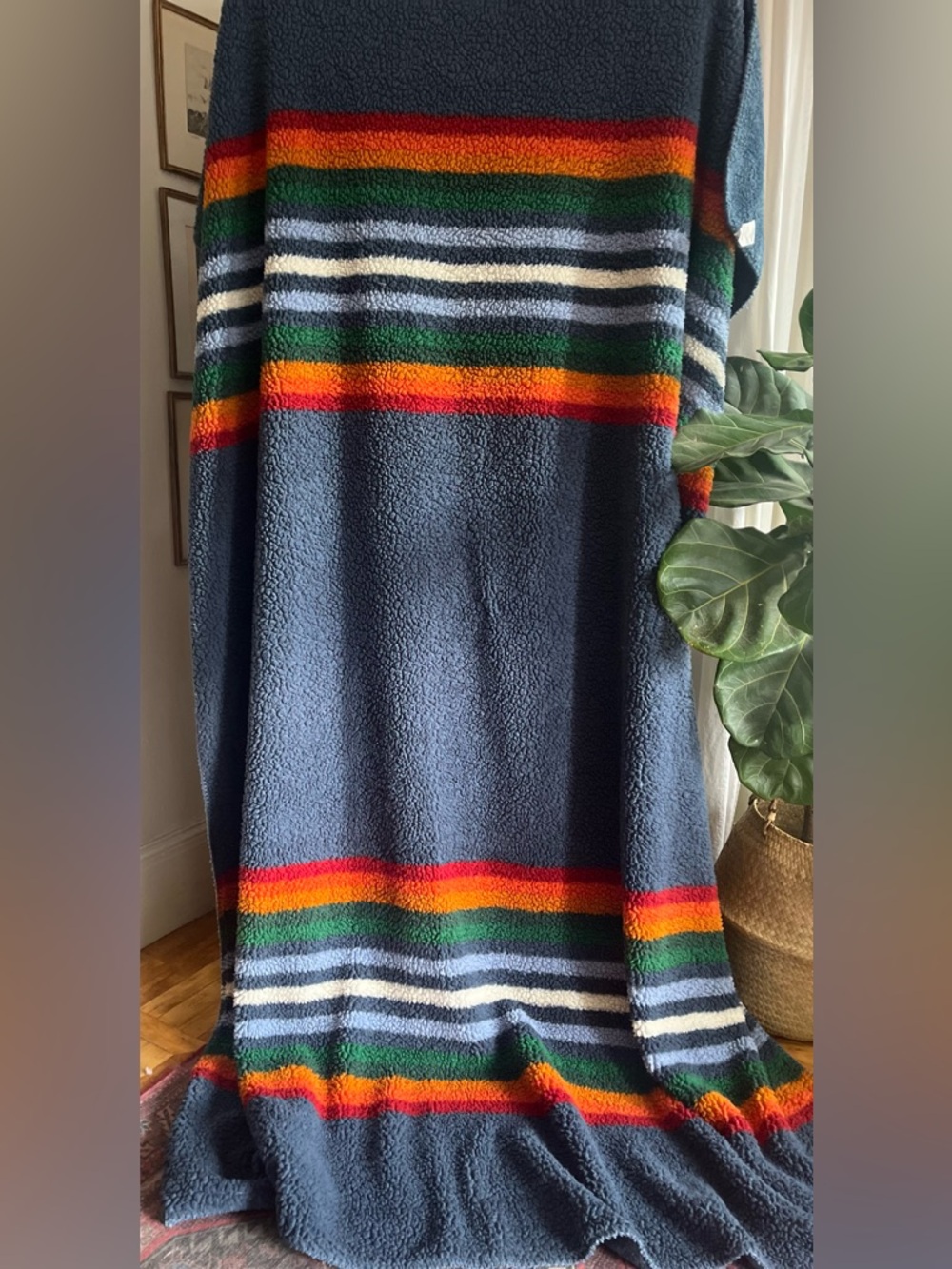 PENDLETON Blanket Sherpa Fleece Evergreen Stripe